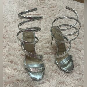Aldo Metallic Spiral Strap Heels